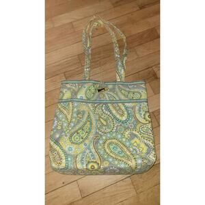 Vera Bradley Lemon Parfait Tote Bag Purse Shoulder Bag Paisley Yellow Green Boho